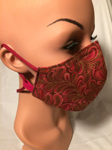 Maske "Paisley Gold auf Bordeaux"